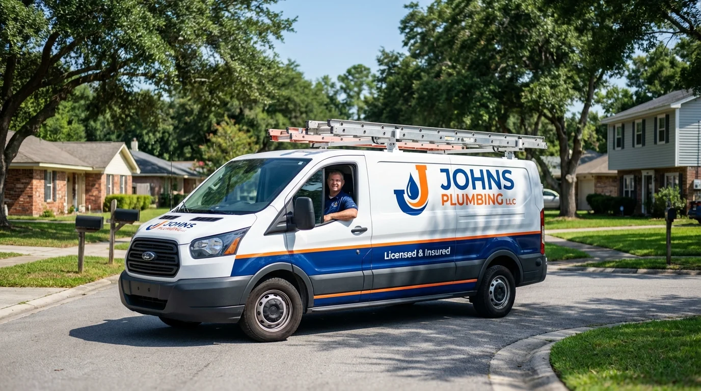 Johns Plumbing LLC service van in Le Center, MN