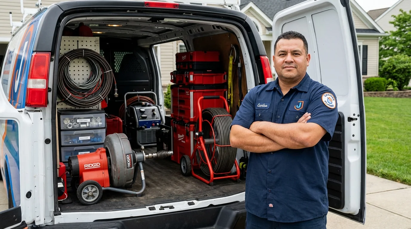 Professional drain cleaning equipment and Johns Plumbing LLC plumber in Le Center