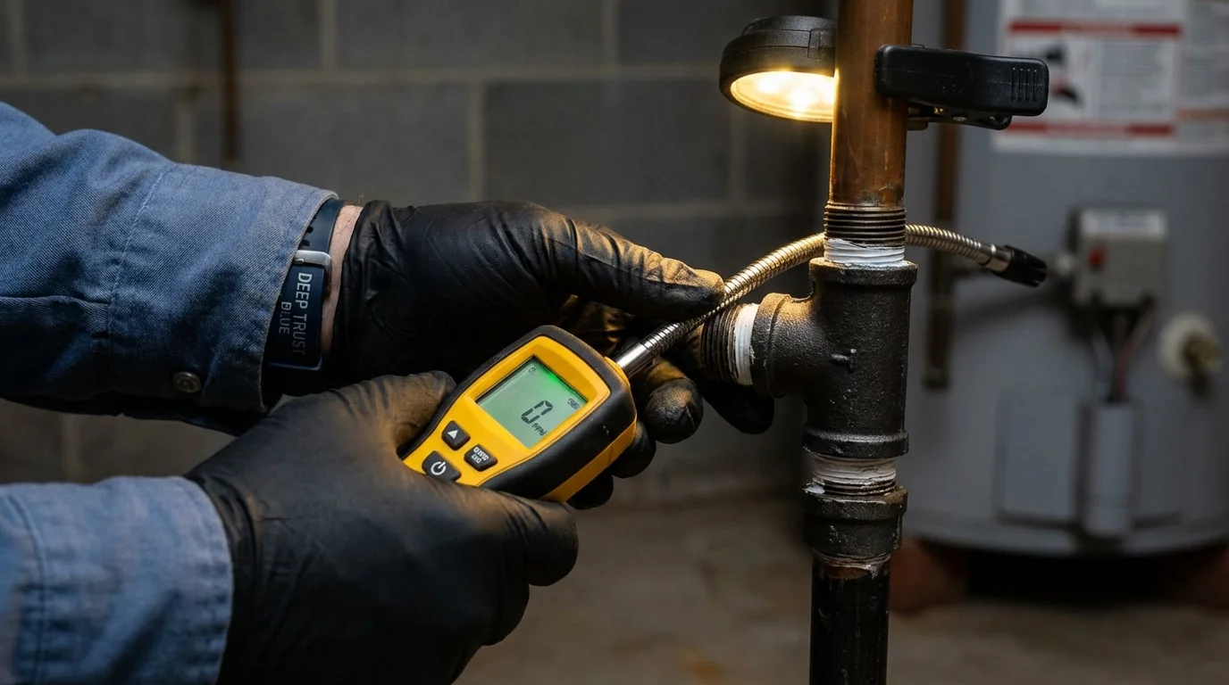 Gas leak detection with electronic sniffer by Johns Plumbing LLC in Le Center