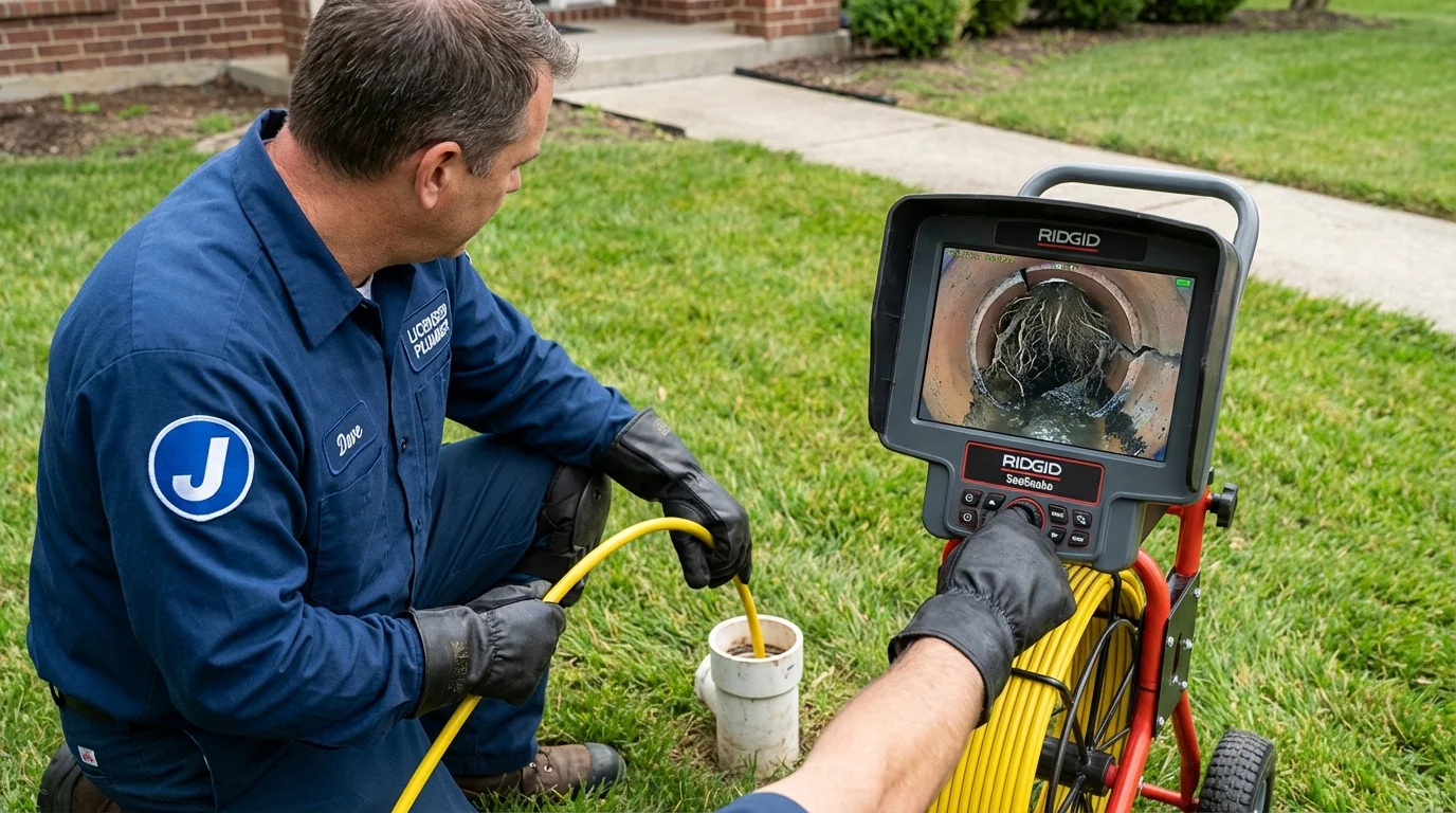 Sewer camera inspection being performed by Johns Plumbing LLC in Le Center