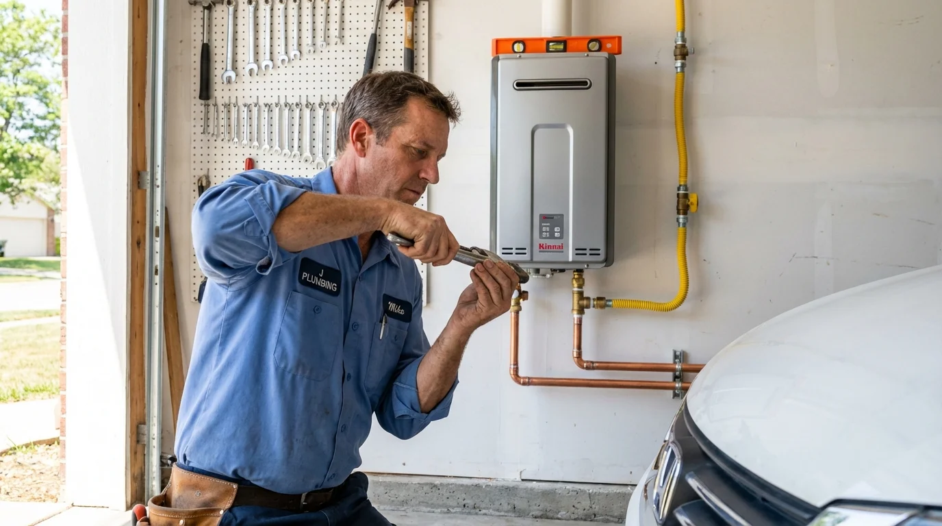 Tankless water heater installation by a Johns Plumbing LLC plumber in Le Center